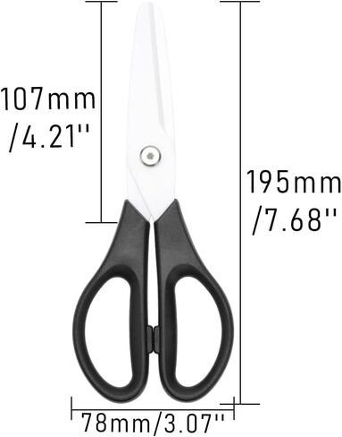 Kitchen Scissors 8" All Purpose Scissors Black Comfort ABS Grip White Sharp Ceramic Blades Cutter Blunt Tip Safe Cutting Gadgets Shears for Food Craft Home Office Classroom in Saudi Arabia