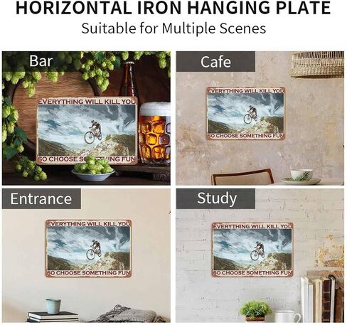 علامة القصدير المعدنية للدراجات الجبلية، كل شيء سيقتلك، لذا اختر بعض لافتات الحائط المعدنية الممتعة من القصدير المعدني لديكور جدار المنزل والمقهى والحانة مقاس 8 × 12 بوصة in Kuwait