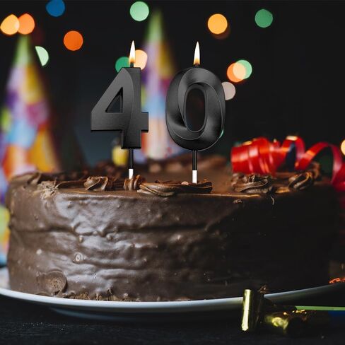 شموع عيد الميلاد الأربعين، شموع عيد الميلاد السوداء، زينة كعكة عيد الميلاد الأربعين، زينة عيد الميلاد الأربعين السعيدة، شموع عيد الميلاد السوداء لكعكة قذرة 40 زينة عيد ميلاد لحفلة عيد ميلادها الأربعين in Kuwait
