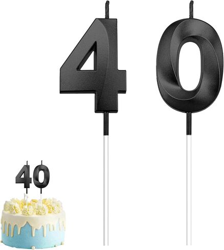 شموع عيد الميلاد الأربعين، شموع عيد الميلاد السوداء، زينة كعكة عيد الميلاد الأربعين، زينة عيد الميلاد الأربعين السعيدة، شموع عيد الميلاد السوداء لكعكة قذرة 40 زينة عيد ميلاد لحفلة عيد ميلادها الأربعين in Kuwait