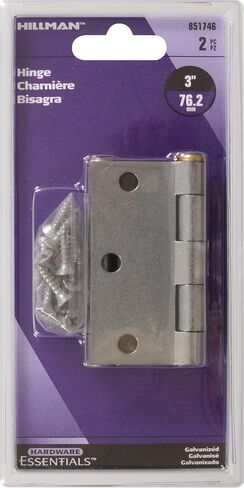 Hardware Essentials 851746 General Purpose Square Corner Hinges Fixed Pin Galvanized 3" - 2 Pack in Saudi Arabia