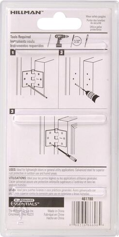 Hardware Essentials 851746 General Purpose Square Corner Hinges Fixed Pin Galvanized 3" - 2 Pack in Saudi Arabia