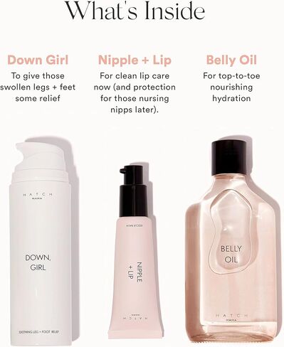 مجموعة HATCH Belly Bestie - زيت البطن، 4 أقنعة للبطن، وشم بطن غير سام - أساسيات الأمومة - هدايا مركزة على البطن هدية مثالية للأمومة in Kuwait