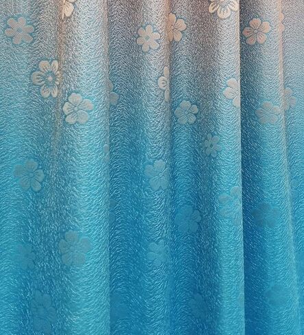 GOHD Fancy Fantasy. 2-Tone Ombre Print Warp Knitted Voile Window Curtain with Attached Fancy Valance and Taffeta Backing. 2pcs Set. Each pc 54" Wide x 90" Drop with 18" Valance. (Orange - Blue) in Saudi Arabia