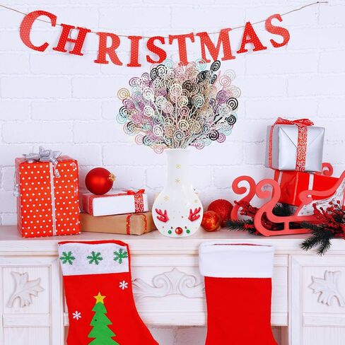 30Pcs Christmas Tree Picks 11.6" Artificial Flowers Branch Stems Christmas Candy Curly Picks for Christmas Tree Wreath Crafts Fillers Party Home Holiday Arrangement in Saudi Arabia