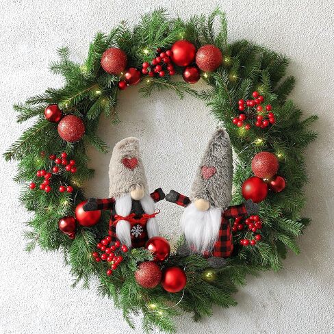 D-FantiX زينة عيد الميلاد التماثيل، 2PCS السويدية اليدوية Tomte عيد الميلاد التماثيل القطيفة الحلي، تماثيل سانتا الاسكندنافية مع الجاموس منقوشة، قزم دمية عيد الميلاد الجدول ديكورات المنزل هدية in Kuwait