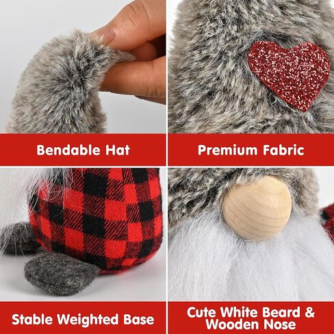 D-FantiX زينة عيد الميلاد التماثيل، 2PCS السويدية اليدوية Tomte عيد الميلاد التماثيل القطيفة الحلي، تماثيل سانتا الاسكندنافية مع الجاموس منقوشة، قزم دمية عيد الميلاد الجدول ديكورات المنزل هدية in Kuwait