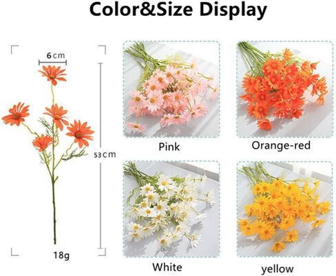NatureMan Artificial Flowers 12 Bundles Artificial Silk Daisy UV Resistant Outdoor Fake Wildflowers with Stems Daisy Arrangements for Home Hotel Office Garden Decoration (White, Yellow) in Kuwait