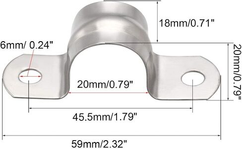 uxcell 8mm(0.3") Rigid Pipe Strap, 2 Holes 304 Stainless Steel Tension Tube Clip Clamp 20pcs in Saudi Arabia
