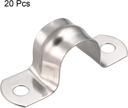 uxcell 8mm(0.3") Rigid Pipe Strap, 2 Holes 304 Stainless Steel Tension Tube Clip Clamp 20pcs in Saudi Arabia