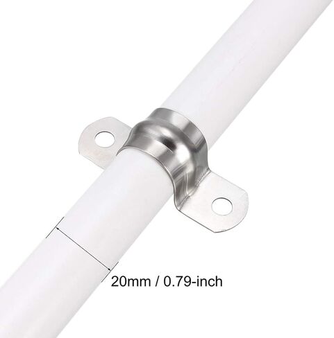 uxcell 8mm(0.3") Rigid Pipe Strap, 2 Holes 304 Stainless Steel Tension Tube Clip Clamp 20pcs in Saudi Arabia