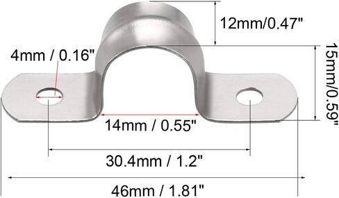 uxcell 8mm(0.3") Rigid Pipe Strap, 2 Holes 304 Stainless Steel Tension Tube Clip Clamp 20pcs in Saudi Arabia