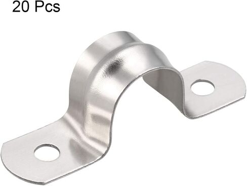 uxcell 8mm(0.3") Rigid Pipe Strap, 2 Holes 304 Stainless Steel Tension Tube Clip Clamp 20pcs in Saudi Arabia