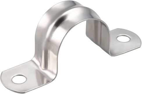 uxcell 8mm(0.3") Rigid Pipe Strap, 2 Holes 304 Stainless Steel Tension Tube Clip Clamp 20pcs in Saudi Arabia