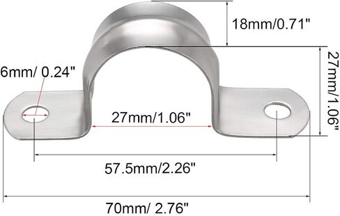 uxcell 8mm(0.3") Rigid Pipe Strap, 2 Holes 304 Stainless Steel Tension Tube Clip Clamp 20pcs in Saudi Arabia