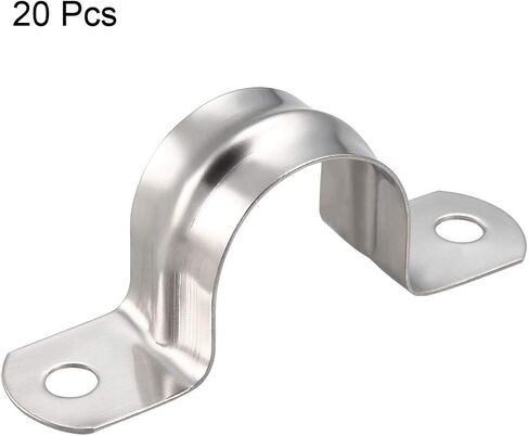uxcell 8mm(0.3") Rigid Pipe Strap, 2 Holes 304 Stainless Steel Tension Tube Clip Clamp 20pcs in Saudi Arabia