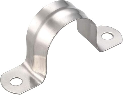 uxcell 8mm(0.3") Rigid Pipe Strap, 2 Holes 304 Stainless Steel Tension Tube Clip Clamp 20pcs in Saudi Arabia