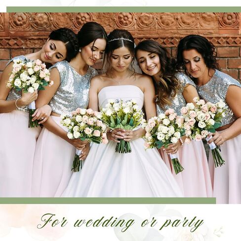 Tigeen 12 Bundles Silk Rose Artificial Flowers Faux Rose Bouquet Fake Rose Artificial Flowers Bouquets for Vase Floral Arrangements Wedding Home Table Decoration in Saudi Arabia