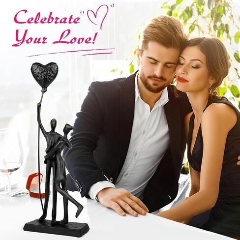 Wedding Gifts, Anniversary for Couple Her Him - Loving Couple Iron Sculpture, 12Inch Metal Couple Statues for Home Decor, Romantic Couple Figurines in Love, Couple Gifts in Saudi Arabia