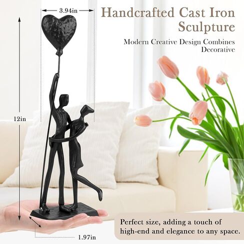 Wedding Gifts, Anniversary for Couple Her Him - Loving Couple Iron Sculpture, 12Inch Metal Couple Statues for Home Decor, Romantic Couple Figurines in Love, Couple Gifts in Saudi Arabia