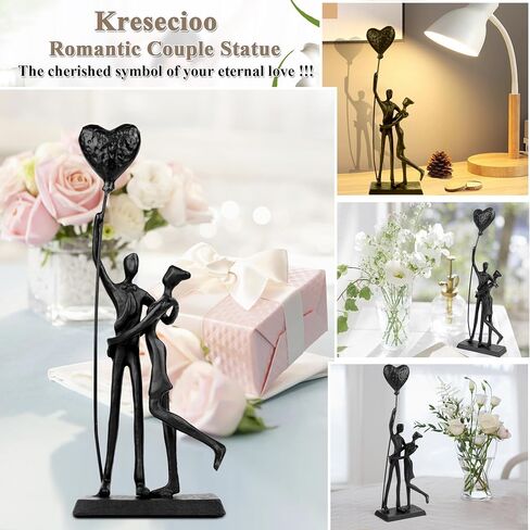Wedding Gifts, Anniversary for Couple Her Him - Loving Couple Iron Sculpture, 12Inch Metal Couple Statues for Home Decor, Romantic Couple Figurines in Love, Couple Gifts in Saudi Arabia