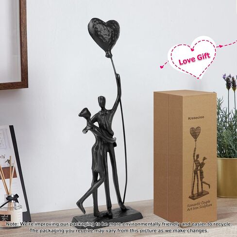 Wedding Gifts, Anniversary for Couple Her Him - Loving Couple Iron Sculpture, 12Inch Metal Couple Statues for Home Decor, Romantic Couple Figurines in Love, Couple Gifts in Saudi Arabia