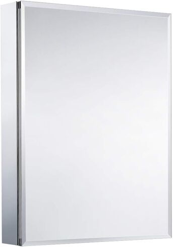 Movo Medicine Cabinet with Mirror, 24 Inch x 30 Inch Aluminum Mirror Cabinet with Single Door, Bathroom Medicine Cabinet, Surface Mount or Recess Installation,Silver in Kuwait