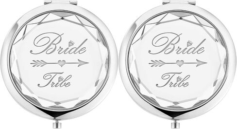 2 Pack Bachelorette Party Gifts for Bride,2 Bride Tribe Mirror,Crystal Pocket Compact Makeup Mirror,Wedding Bridesmaid Gifts-Mirror for Bridal Party,Bridesmaid Proposal Gifts (champagne) in Saudi Arabia