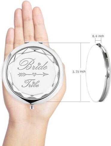 2 Pack Bachelorette Party Gifts for Bride,2 Bride Tribe Mirror,Crystal Pocket Compact Makeup Mirror,Wedding Bridesmaid Gifts-Mirror for Bridal Party,Bridesmaid Proposal Gifts (champagne) in Saudi Arabia