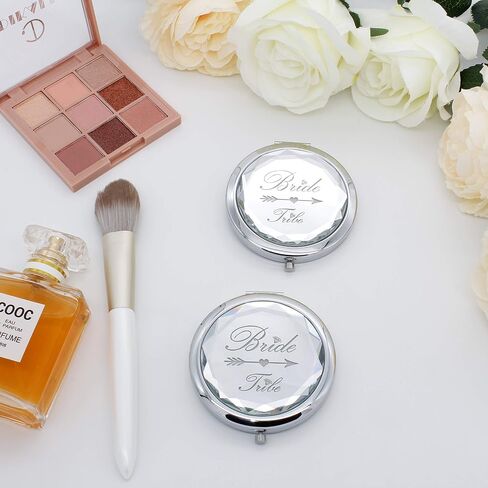 2 Pack Bachelorette Party Gifts for Bride,2 Bride Tribe Mirror,Crystal Pocket Compact Makeup Mirror,Wedding Bridesmaid Gifts-Mirror for Bridal Party,Bridesmaid Proposal Gifts (champagne) in Saudi Arabia