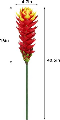 XZJMY 40.5in.Bromeliad Artificial Flower Silk Flowers Tropical Imitation Plant Flower Bouquets for Kitchen Shelf Room Decoration,Flower Length 16 inch (1Pcs, Red) in Saudi Arabia
