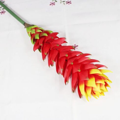 XZJMY 40.5in.Bromeliad Artificial Flower Silk Flowers Tropical Imitation Plant Flower Bouquets for Kitchen Shelf Room Decoration,Flower Length 16 inch (1Pcs, Red) in Saudi Arabia