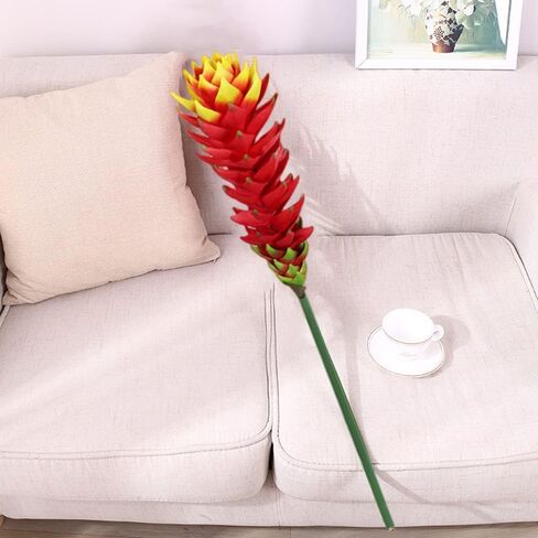 XZJMY 40.5in.Bromeliad Artificial Flower Silk Flowers Tropical Imitation Plant Flower Bouquets for Kitchen Shelf Room Decoration,Flower Length 16 inch (1Pcs, Red) in Saudi Arabia