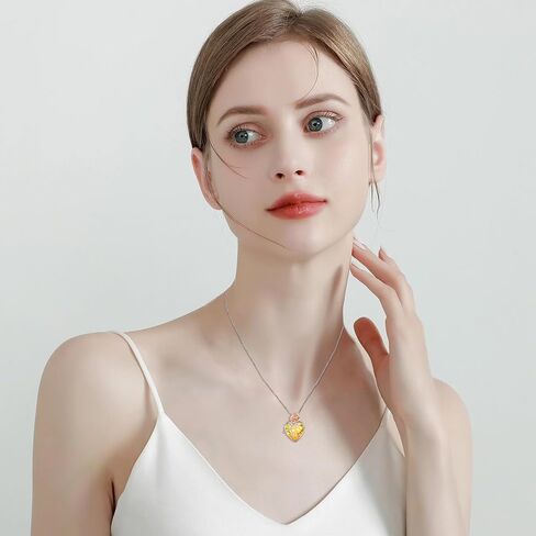 Love Heart March Birthstone Necklace for Women 925 Sterling Silver Aquamarine Necklace Rose Flower Pendent Dainty Jewelry Gifts for Women Wife Girlfriend Mother Daughter Her in Saudi Arabia