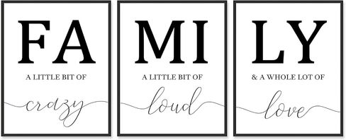 Family Poster Black and White Wall Art for Living Room, 8x10 Canvas Prints Unframed Set of 3, Kitchen Wall Art Posters Hallway Decor Art Prints in Saudi Arabia