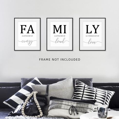 Family Poster Black and White Wall Art for Living Room, 8x10 Canvas Prints Unframed Set of 3, Kitchen Wall Art Posters Hallway Decor Art Prints in Saudi Arabia