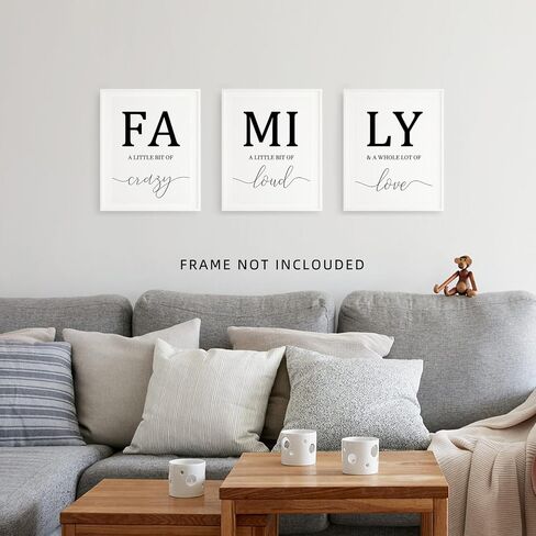 Family Poster Black and White Wall Art for Living Room, 8x10 Canvas Prints Unframed Set of 3, Kitchen Wall Art Posters Hallway Decor Art Prints in Saudi Arabia