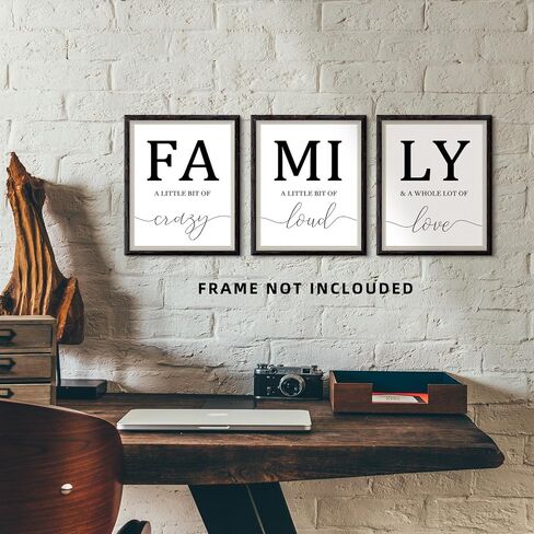 Family Poster Black and White Wall Art for Living Room, 8x10 Canvas Prints Unframed Set of 3, Kitchen Wall Art Posters Hallway Decor Art Prints in Saudi Arabia