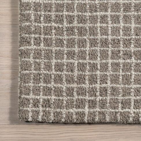 Rugs USA x Arvin Olano Melrose Checked Wool Area Rug, Cream, 6' x 9' in Saudi Arabia