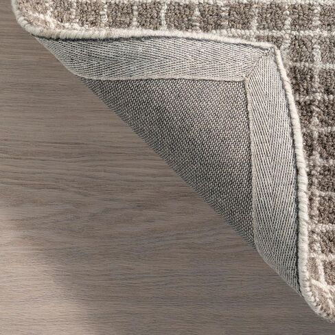 Rugs USA x Arvin Olano Melrose Checked Wool Area Rug, Cream, 6' x 9' in Saudi Arabia
