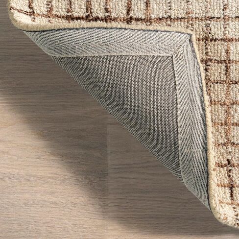 Rugs USA x Arvin Olano Melrose Checked Wool Area Rug, Cream, 6' x 9' in Saudi Arabia