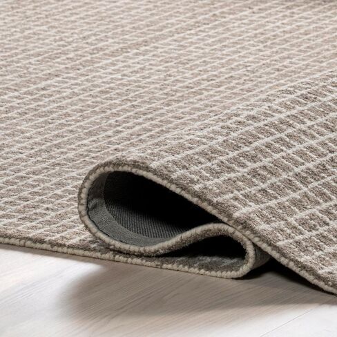 Rugs USA x Arvin Olano Melrose Checked Wool Area Rug, Cream, 6' x 9' in Saudi Arabia