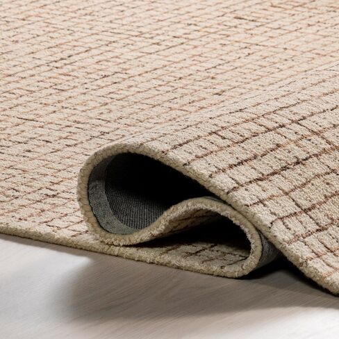 Rugs USA x Arvin Olano Melrose Checked Wool Area Rug, Cream, 6' x 9' in Saudi Arabia