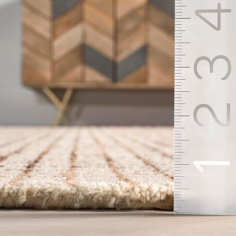 Rugs USA x Arvin Olano Melrose Checked Wool Area Rug, Cream, 6' x 9' in Saudi Arabia