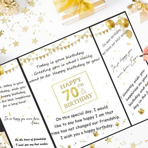 70th Birthday Decorations, Black Gold Happy 70th Birthday Guest Book, 70th Birthday Gifts for Women Men, Cheers to 70 Years Birthday Party Supplies, Jumbo 70th Birthday Card Signature Board in Kuwait