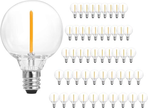 SUNTHIN 25 Pack G40 LED Bulbs, 1W LED Bulbs with E12 Base, 5 Watt Incandescent Bulbs Equivalent, Warm White 2700K, Replacement Bulbs for Globe String Lights, Indoor & Outdoor Use in Saudi Arabia
