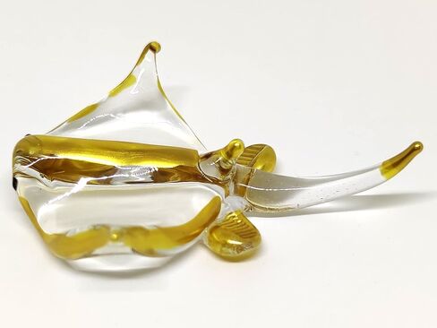 تماثيل مانتا راي الصغيرة المصغرة للحيوانات، فن الزجاج المنفوخ يدويًا، هدية لتزيين البحر (ذهبي شفاف) in Kuwait