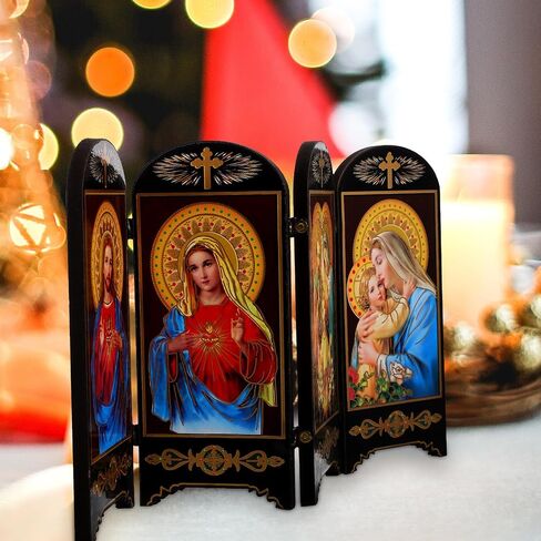 FOMIYES Holy Family Statue Bible Blessed Virgin Statue Our Lady of Grace Figurine Catholic Holy Family Catholic Christmas Decor （Random Style in Saudi Arabia