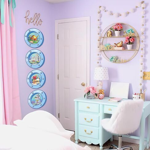 HK Studio مضحك المحيط الكوة ديكور غرفة باردة - مشهد الكرتون ديكور غرفة Y2K للنوم، غرفة نوم في سن المراهقة 12 "حزمة 4 in Kuwait