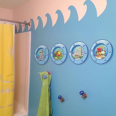 HK Studio مضحك المحيط الكوة ديكور غرفة باردة - مشهد الكرتون ديكور غرفة Y2K للنوم، غرفة نوم في سن المراهقة 12 "حزمة 4 in Kuwait